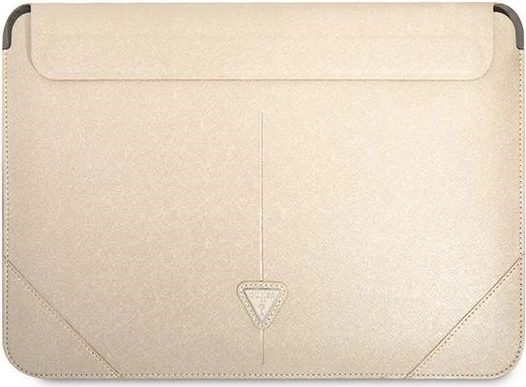 Mbështjellës laptopi Guess Saffiano Triangle Logo, 14", Bezhe