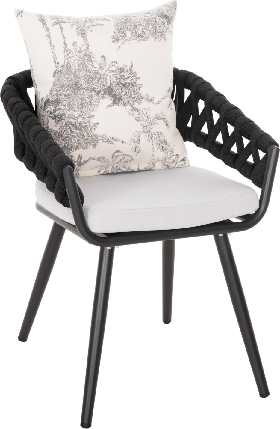 Karrige alumini CAMDEN FH6141.01 jastëk mbrapa ngjyrë ecru me dizajn print-antracit 56x60x72-87Hcm