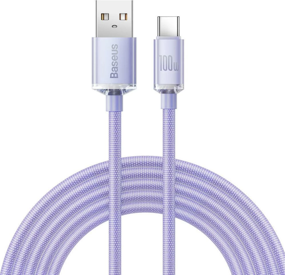 Kabllo USB-A në USB-C Baseus Crystal Shine CAJY000505 2 m 100 W, vjollcë