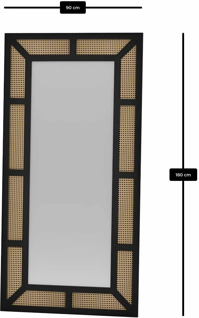 Pasqyrë e madhe Cheval, ratan e zezë, Skye Decor