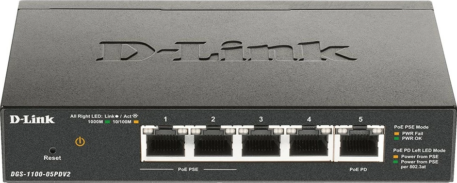 Switch D-Link DGS-1100, 5 porta, Gigabit Ethernet, PoE