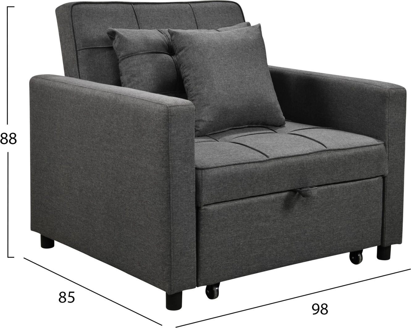 Fotel-krevat MERO, material gri, FH3306.01, 98x85x88cm