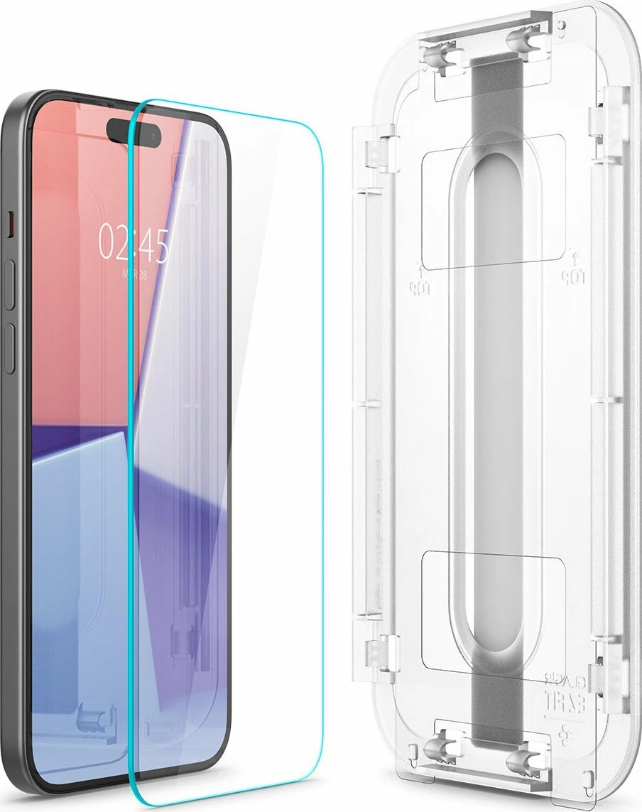 Xham i kalitur mbrojtës ekrani, Spigen Glass tR EZ Fit AGL06883, për iPhone 15 Plus, 2 copë, transparent