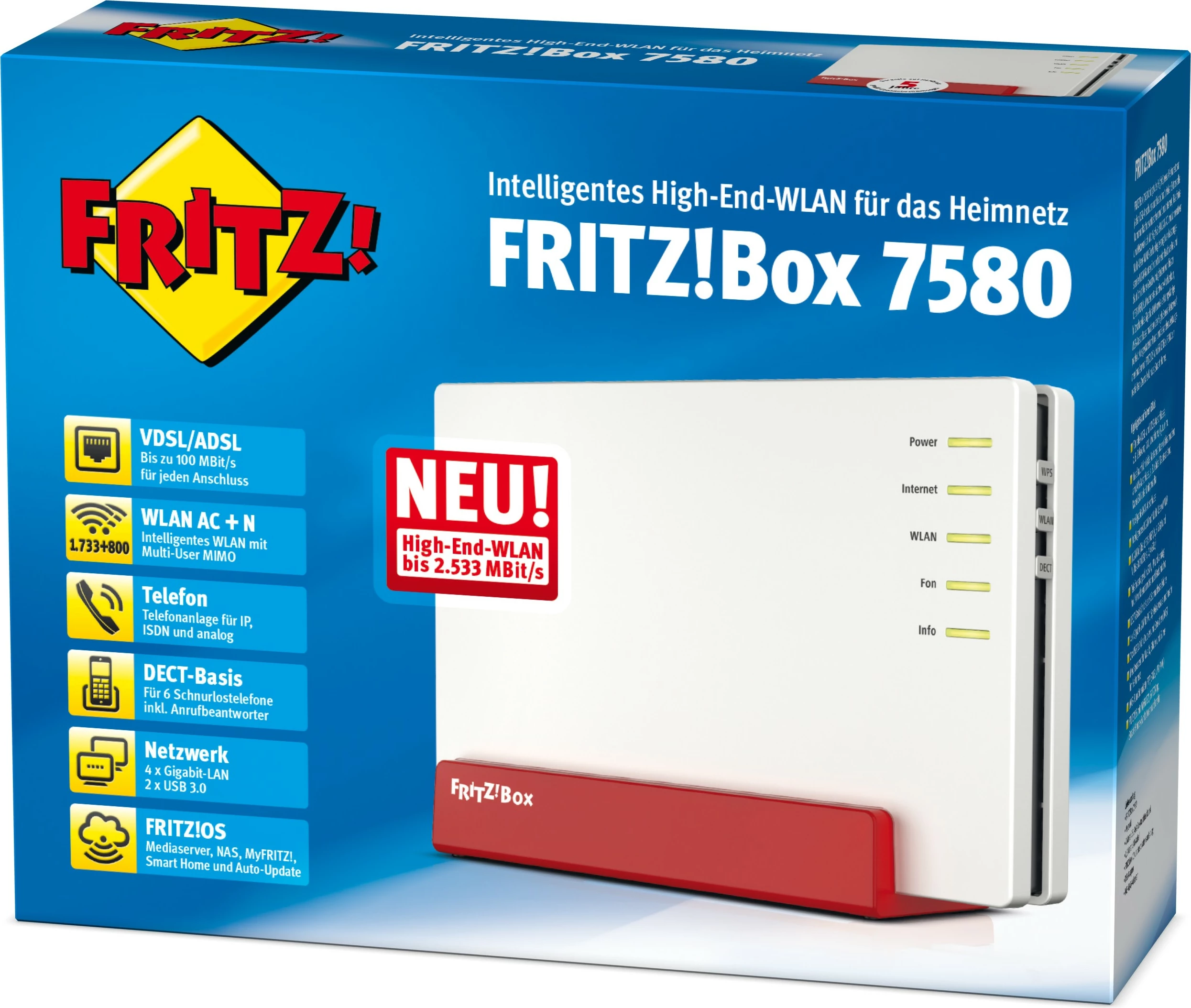 Router AVM FRITZ!Box Fon WLAN 7580, A/VDSL, i bardhë