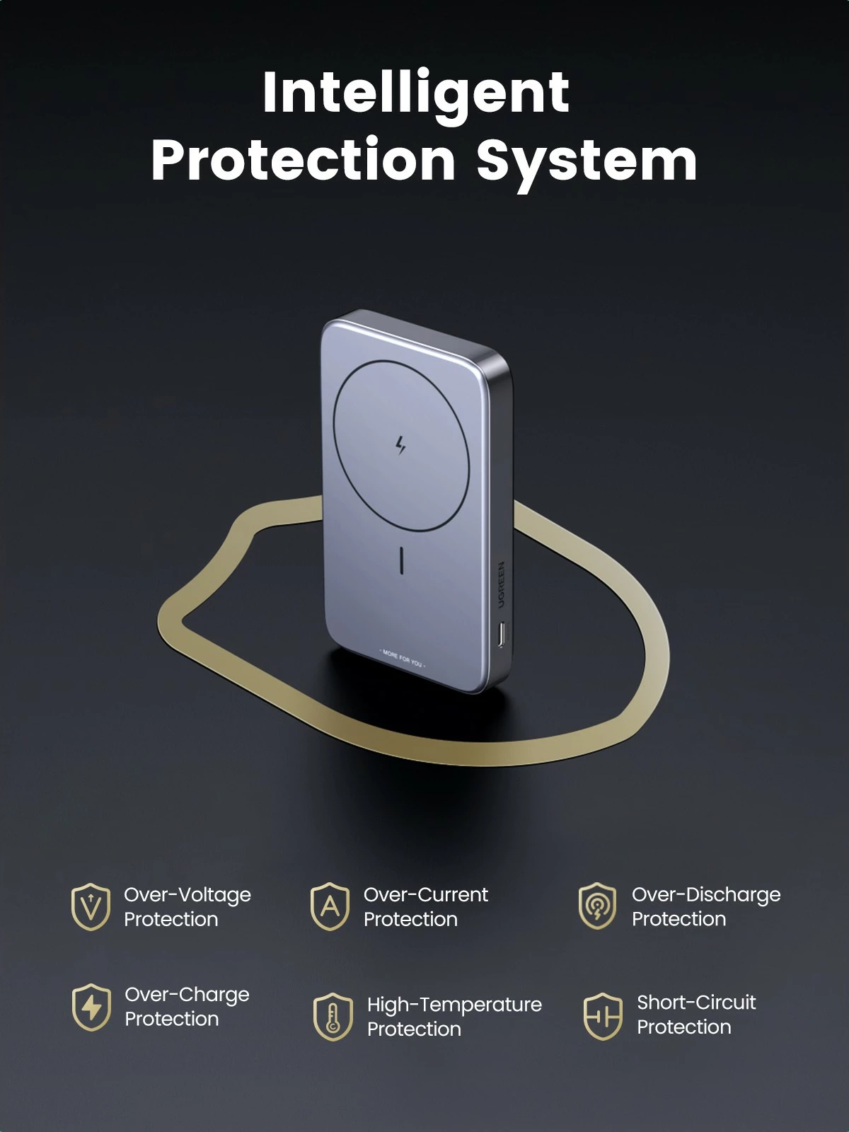 Powerbank Ugreen 10000mAh Mini Wireless 20W me MagSafe, gri