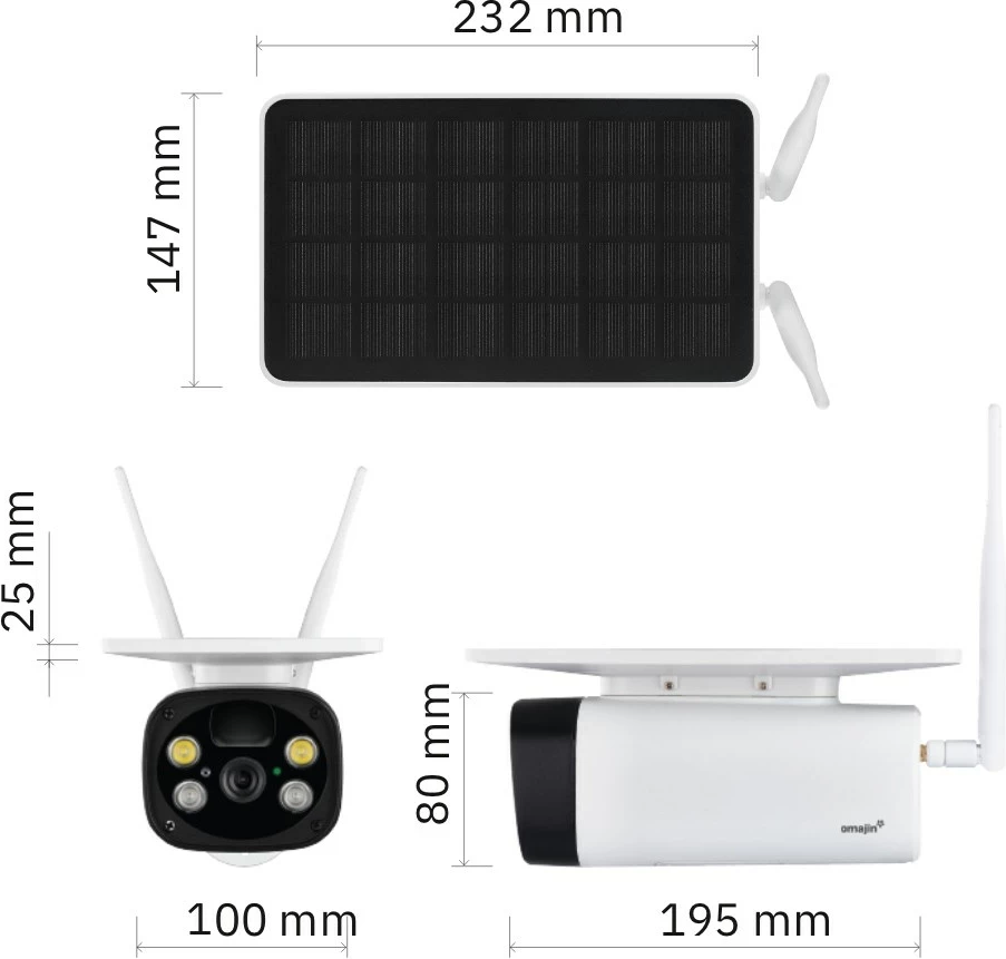 Kamerë sigurie wireless Omajin OSC-01-EU, solar, Bardhë, Zi