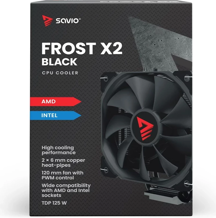 Sistem ftohës kompjuteri Savio SAVGCOFROSTBLACKX2, 12 cm, i zi