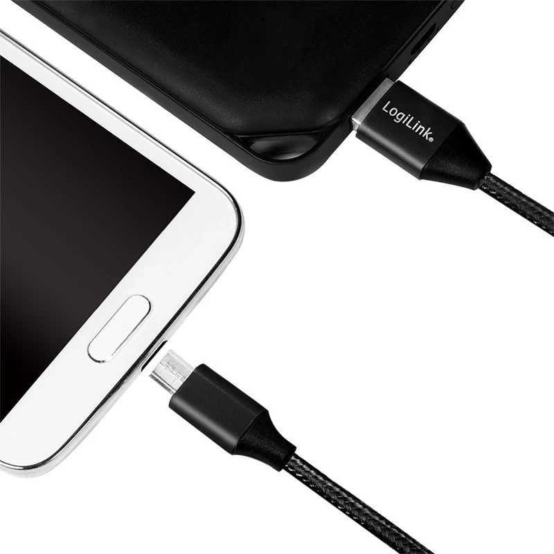 Kabllo mikro USB LogiLink për meshkuj, e zezë