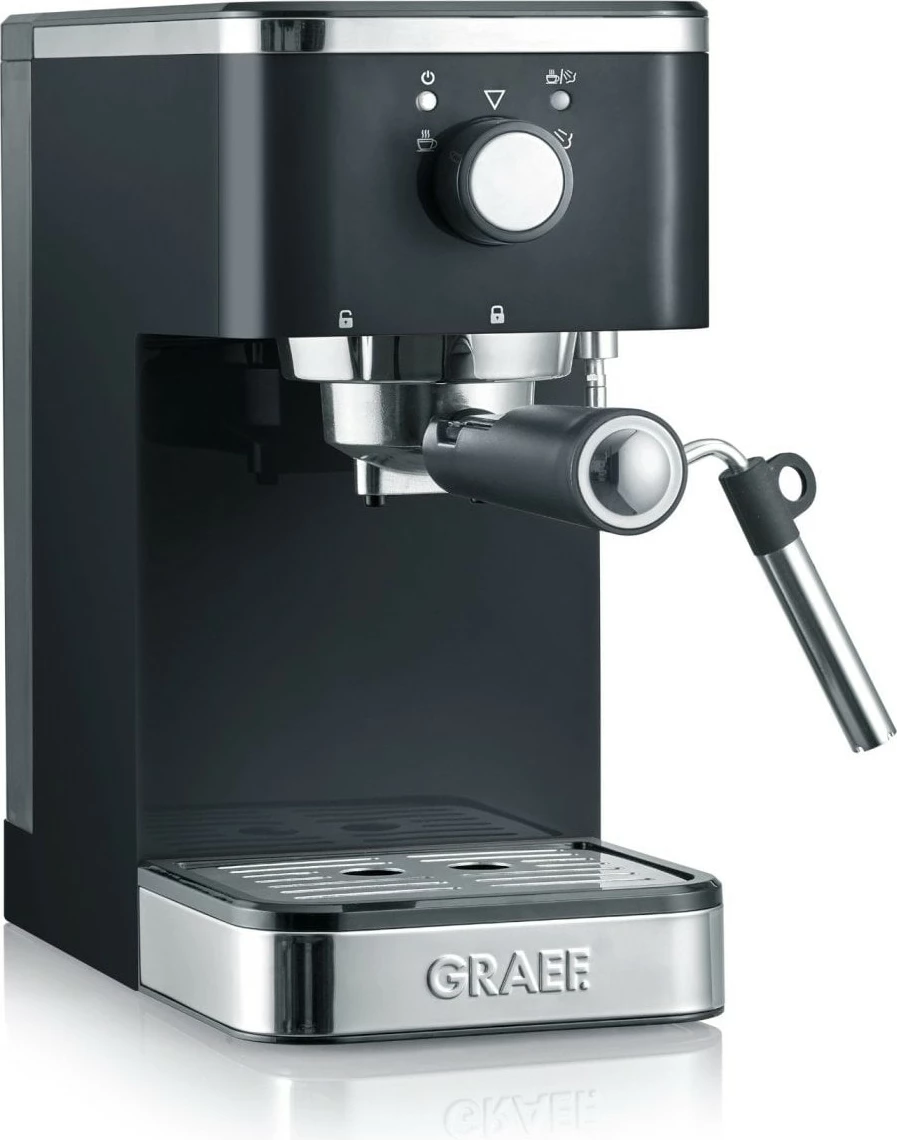 Makinë espresso Graef ES 402, 1.25 L, Kafe e bluar, 1400 W, E zezë, Çelik satinat