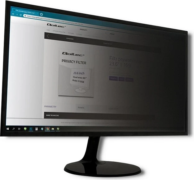 Filter privatësie për monitor Qoltec, GDPR, 21.5", transparent