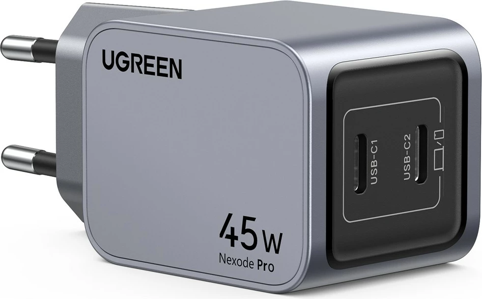 Karikues universal Ugreen 35008, 45W, 2x USB Type-C, Power Delivery 3.0, Quick Charge 4, ngjyrë hiri