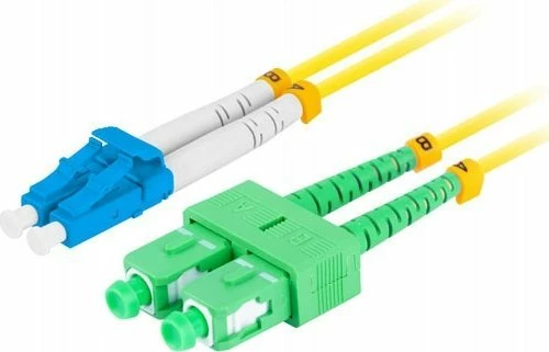 Kabllo fiber optike patchcord Lanberg SM LC/UPC–SC/APC duplex 2 m G657A1 LSZH 3.0 mm, e verdhë