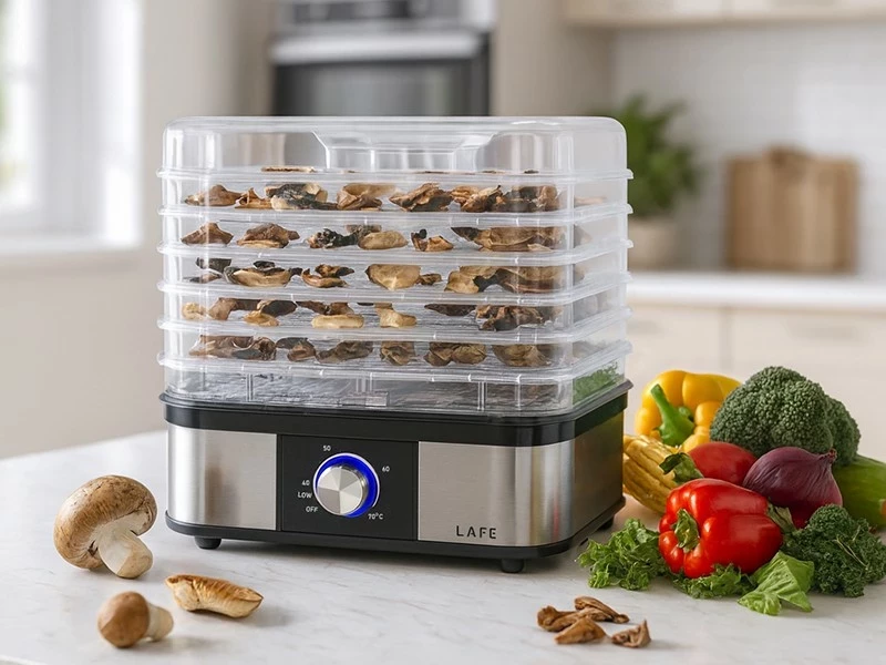 Tharëse ushqimi Lafe NutriDry, 5 tepsi, plastikë, argjendtë