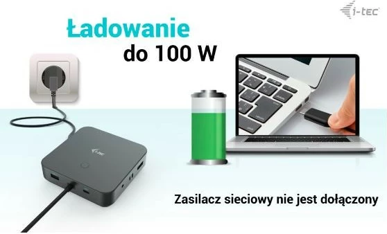 Docking station i-tec C31TRIPLE4KDOCKPDPRO, USB-C, HDMI, 2x DisplayPort, Power Delivery 100W, E zezë