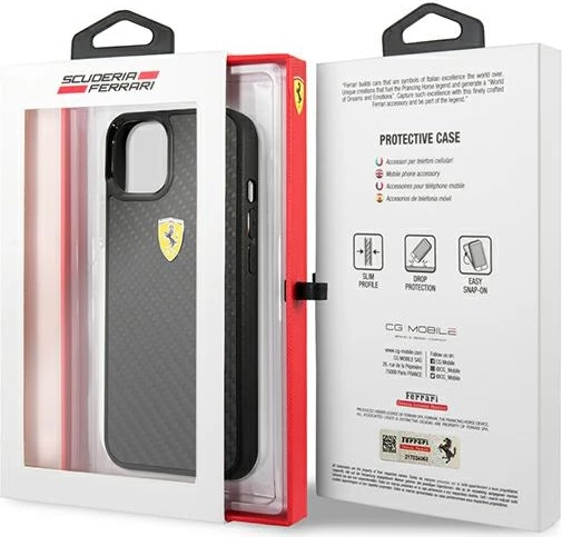 Mbështjellës Ferrari On Track për iPhone 13 mini, hardcase, karbon i zi