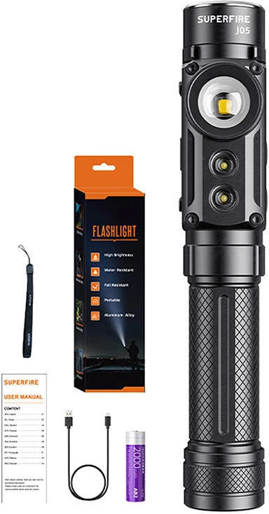 Elektrik dore Superfire J05, 380+450lm, USB-C, i zi