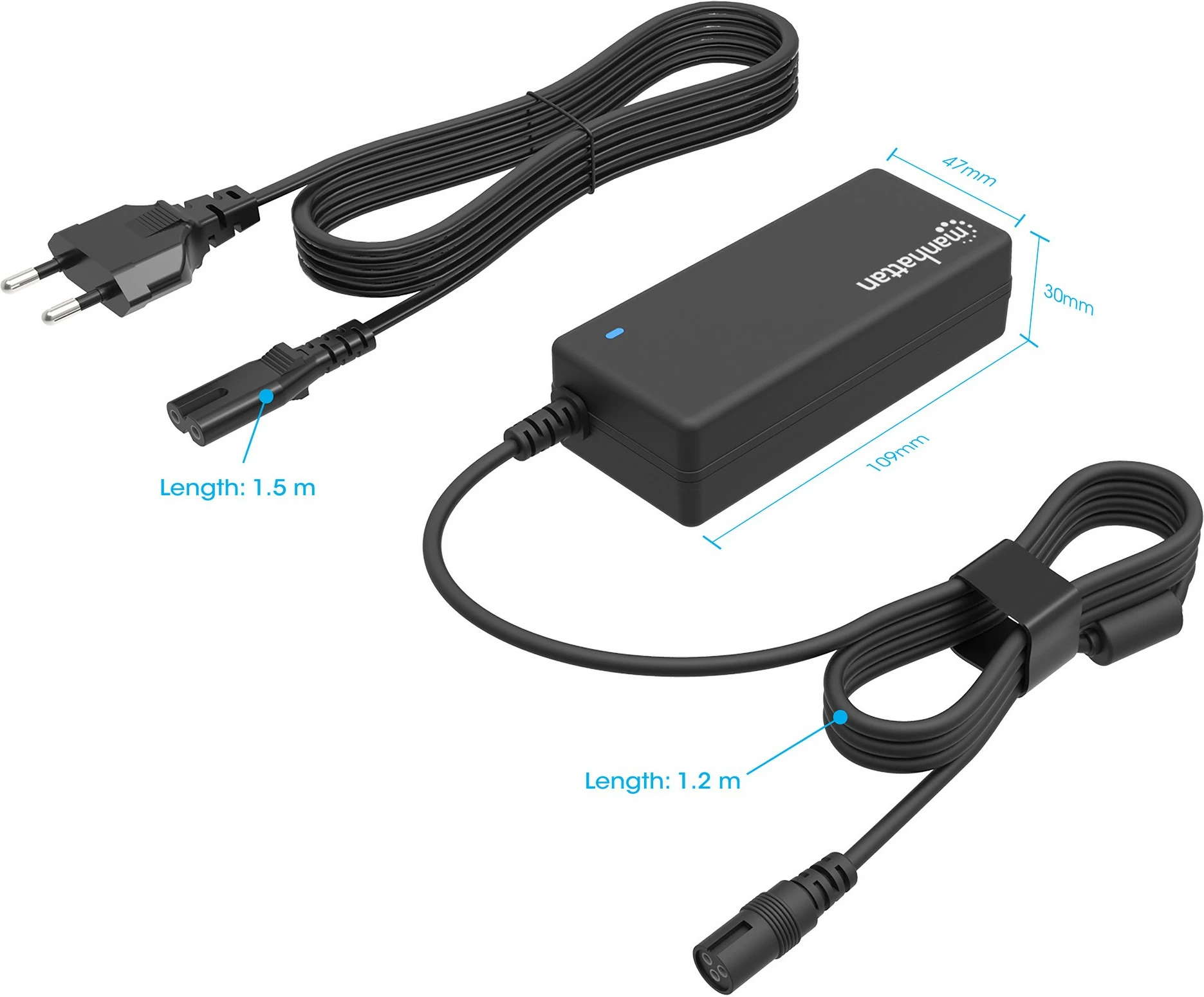 Adapter laptopi MANHATTAN 65W, 9 steka, i zi
