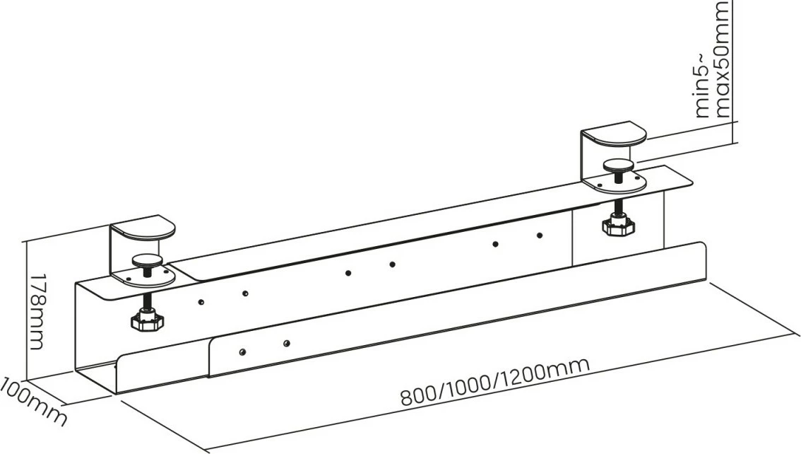 Organizues kabllosh për tavolinë Maclean MC-333, i bardhë, rregullim gjatësi 800/1000/1200 mm, kapacitet 5kg