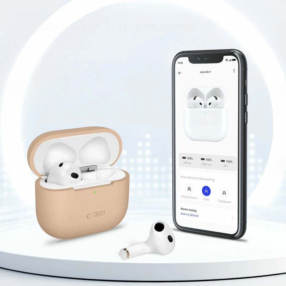 Mbështjellës Tech-Protect për AirPods 4, silikon, i zi