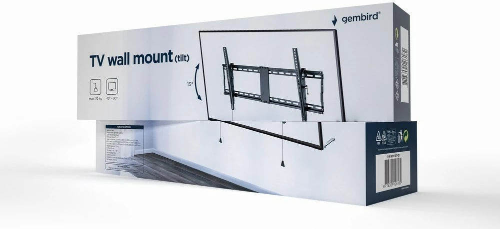 Mbajtëse për televizor Gembird WM-90T-01, 43-90”, e zezë