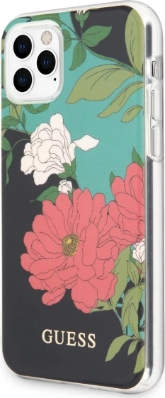 Mbështjellës Guess GUHCN65IMLFL01 për iPhone 11 Pro Max, Flower Collection, zi