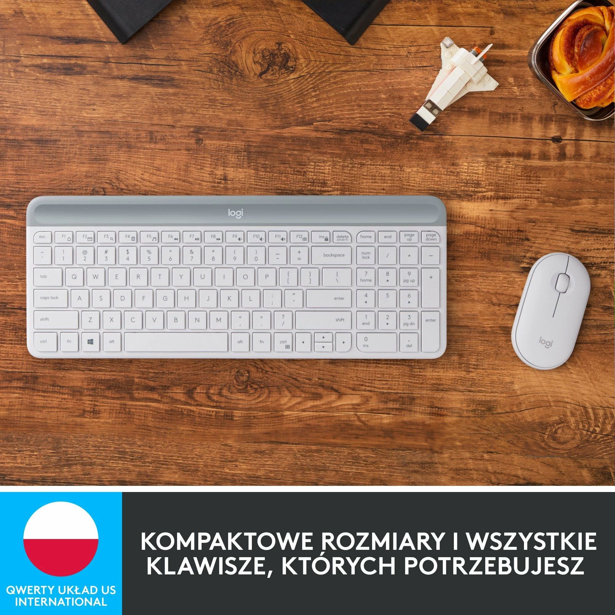 Set tastierë + maus Logitech MK470 (920-009205), pa kabllo 2.4GHz, US INTL, e bardhë