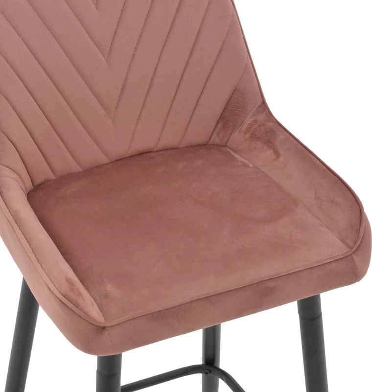 Karrige për bar Deppy, ngjyrë mollë e kalbur, kadife-metal, 43x54x102cm, set prej 2 copësh