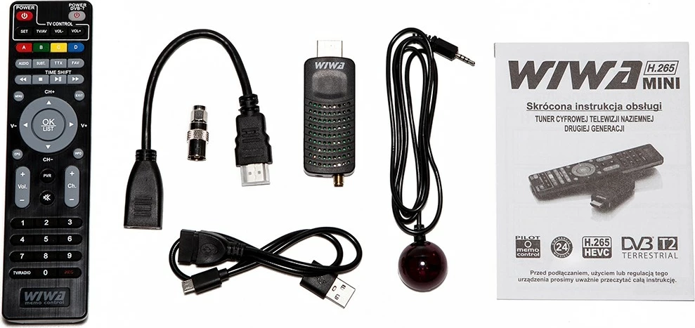 Tuner digjital Wiwa H.265 MINI, DVB-T2, Full HD, me telekomandë, i zi