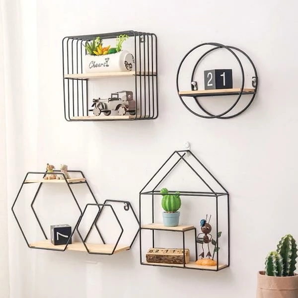 Raft muri Nextdeco minimal heksagonal, (H25x25x12cm),  i zi, 