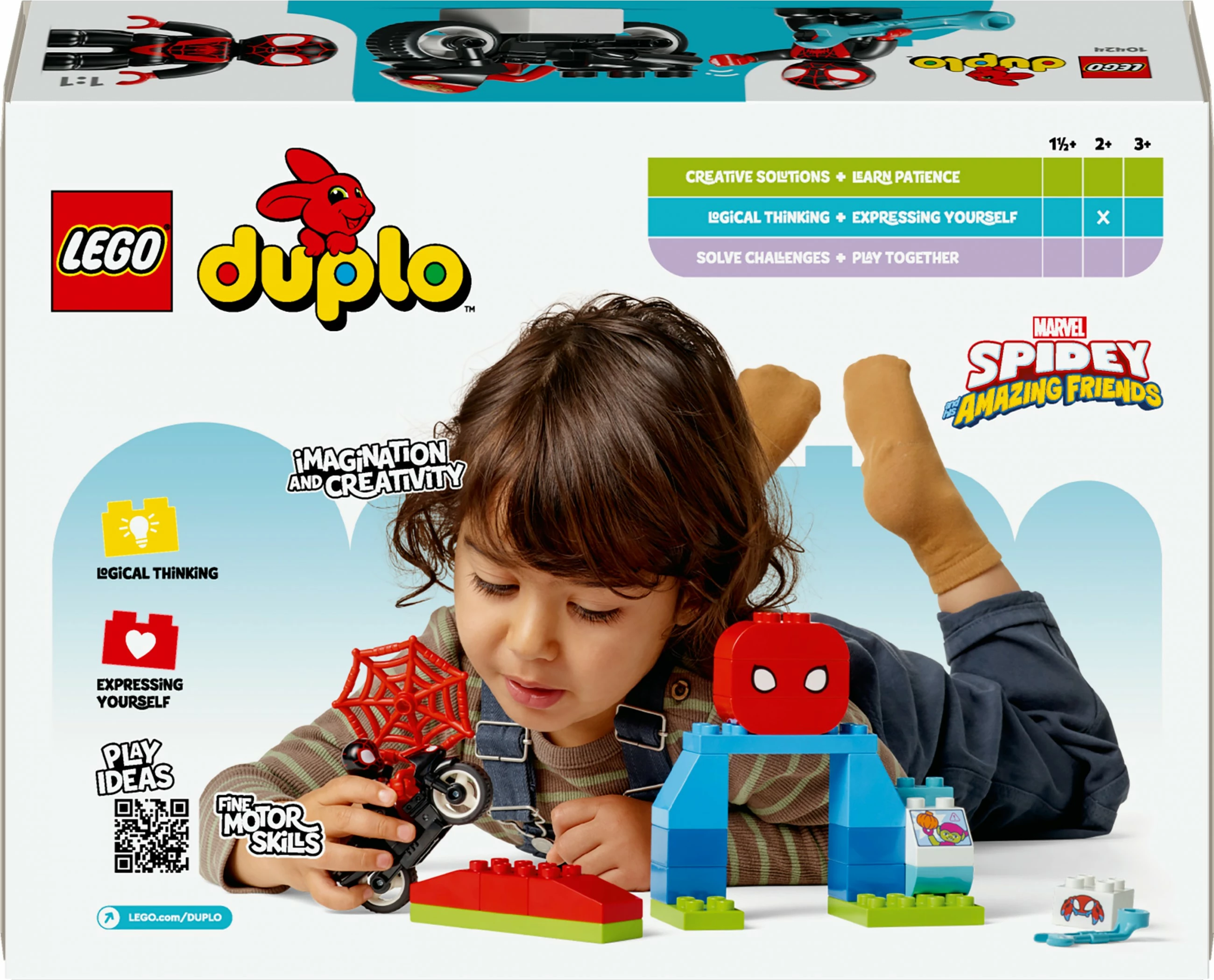 Set ndërtimi LEGO DUPLO Marvel 10424 Spin's Motorcycle Adventure, shumëngjyrësh
