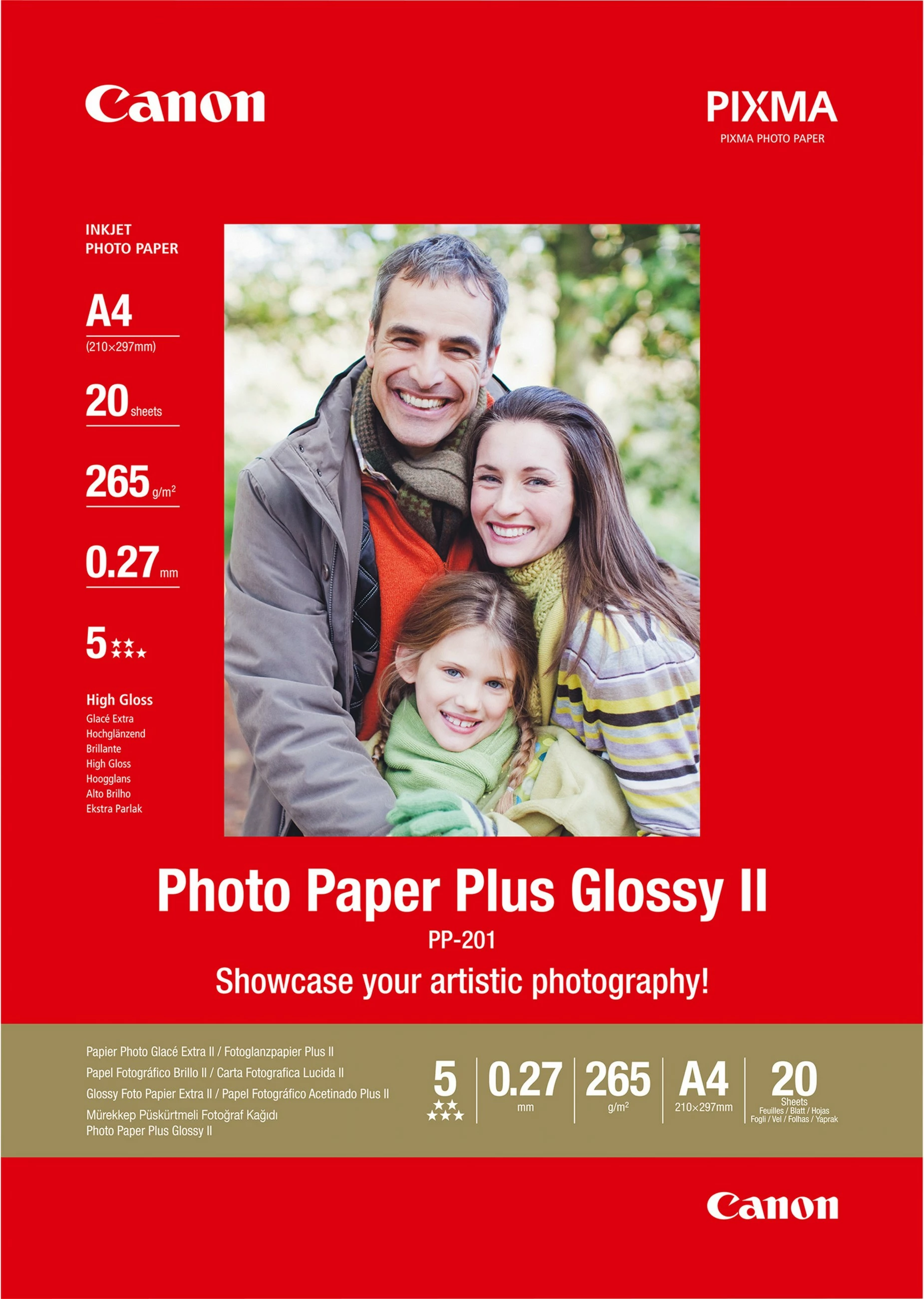 Letër fotografike Canon Photo Paper Plus Glossy II A4, 20 fletë, e bardhë