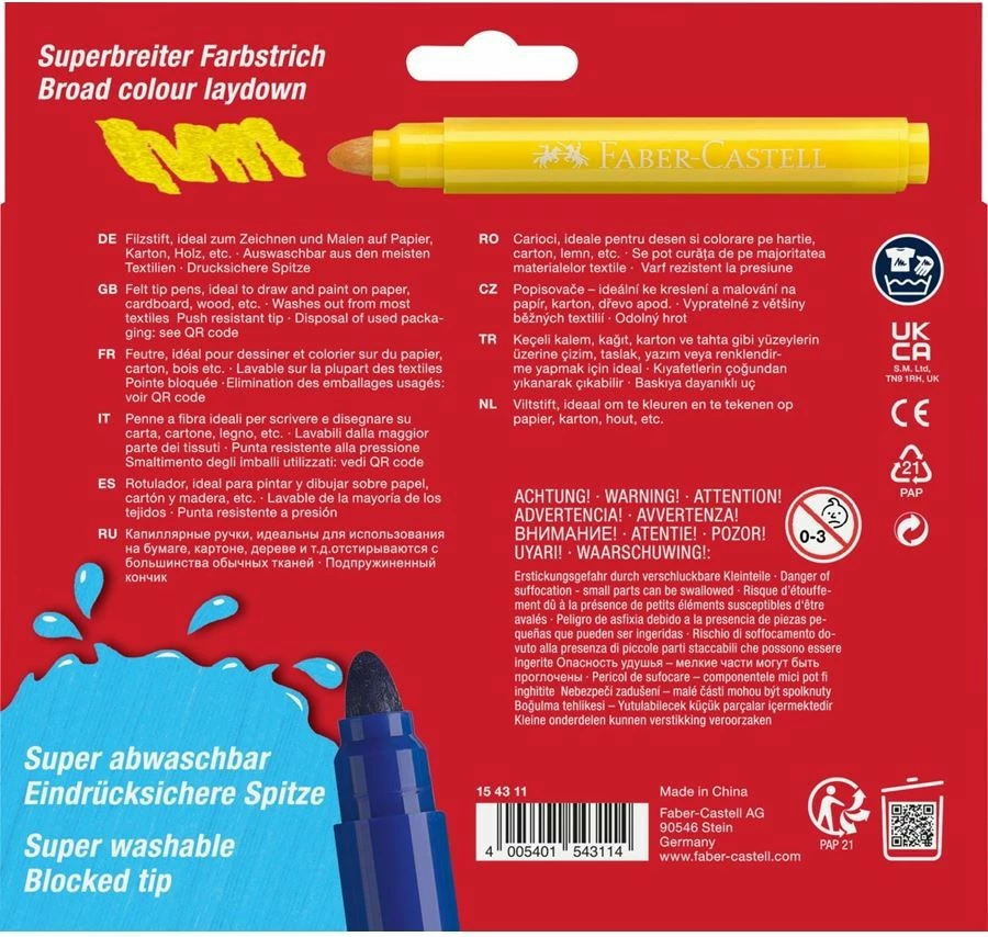 Set lapsa me majë Jumbo Faber-Castell, 12 ngjyra, për fëmijë