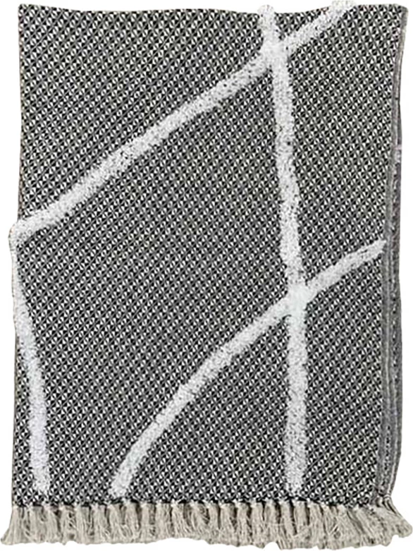 Batanije dekorative SAGA, pambuk-poliester, e bardhë-e zezë, 130x170cm