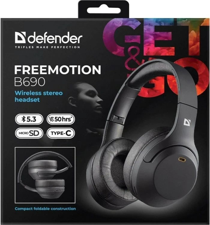 Kufje Defender Bluetooth Freemotion B690, të zeza