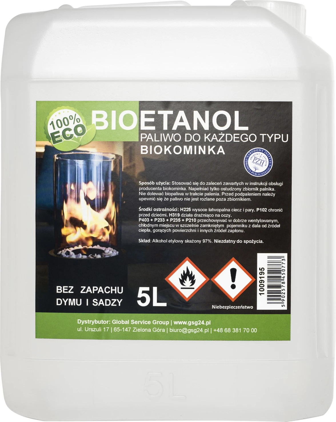 Bioetanol GSG24, 5L, për biokaminë, pa erë, pa tym