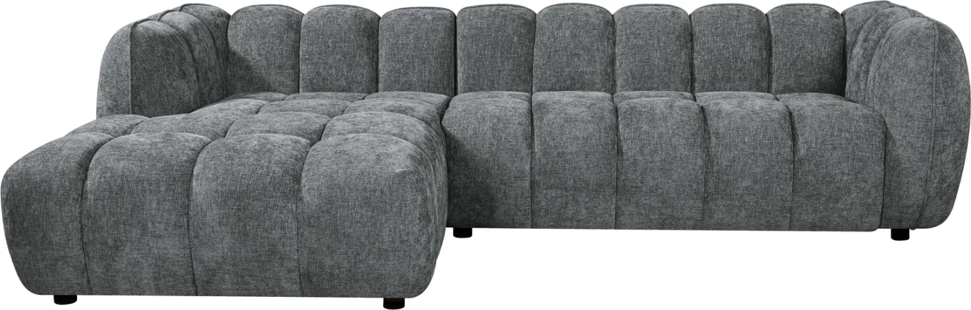 Këndare LYKKE, kënd i majtë, material gri, 280x89-165x70cm