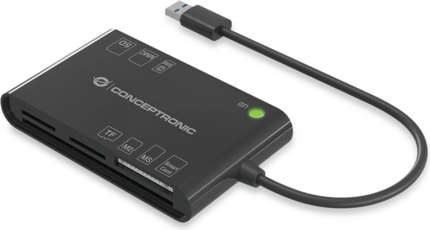 Lexues kartelash Conceptronic USB-A 2.0 7-në-1, i zi