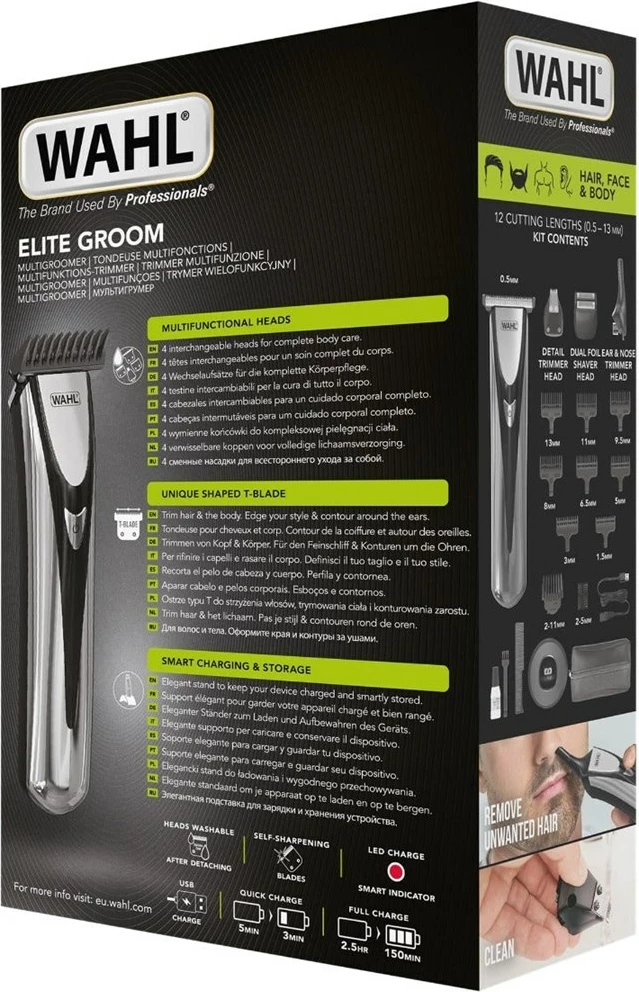 Makinë rroje Wahl Elite Groom, 3028050, me bateri Lithium-Ion, e zezë/argjendtë