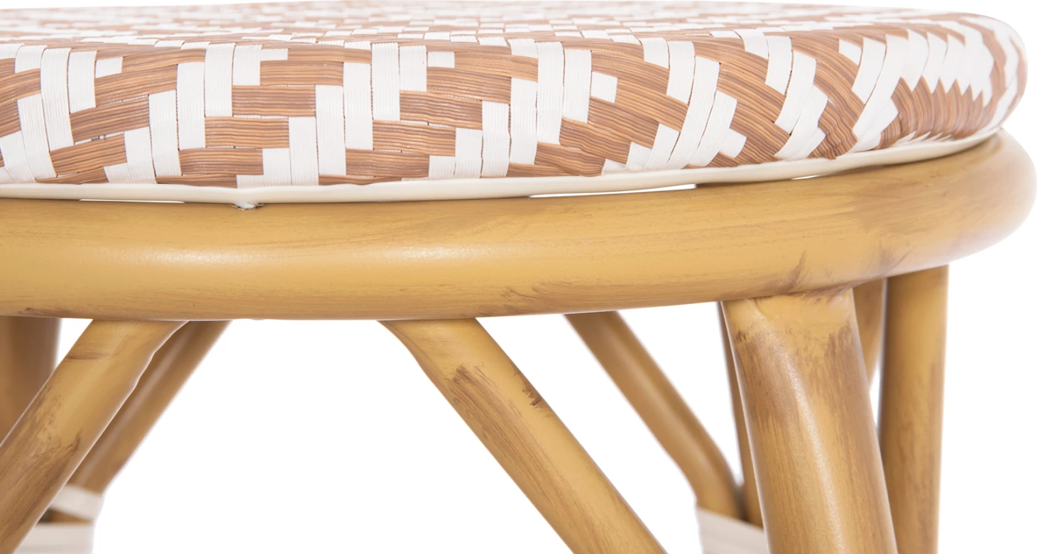 Karrige për bar mesatare alumini CHINO FH6286.04 pamje bambuje, ngjyrë natyrale & tekstilene 43x43x65Hcm