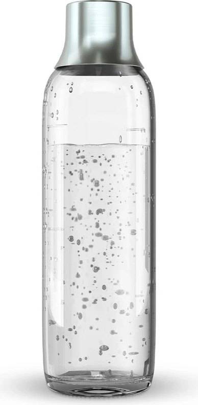 Shishe karbonizuese BRITA sodaTRIO, 1 L, Qelq, 2 copë, Argjendtë