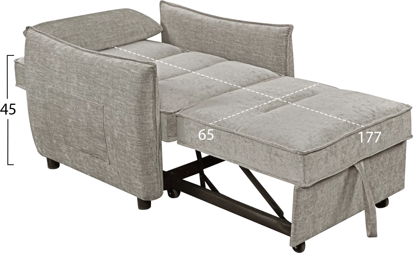 Fotel-krevat ORYN, material bezhë, FH3307.03, 89x85x84cm