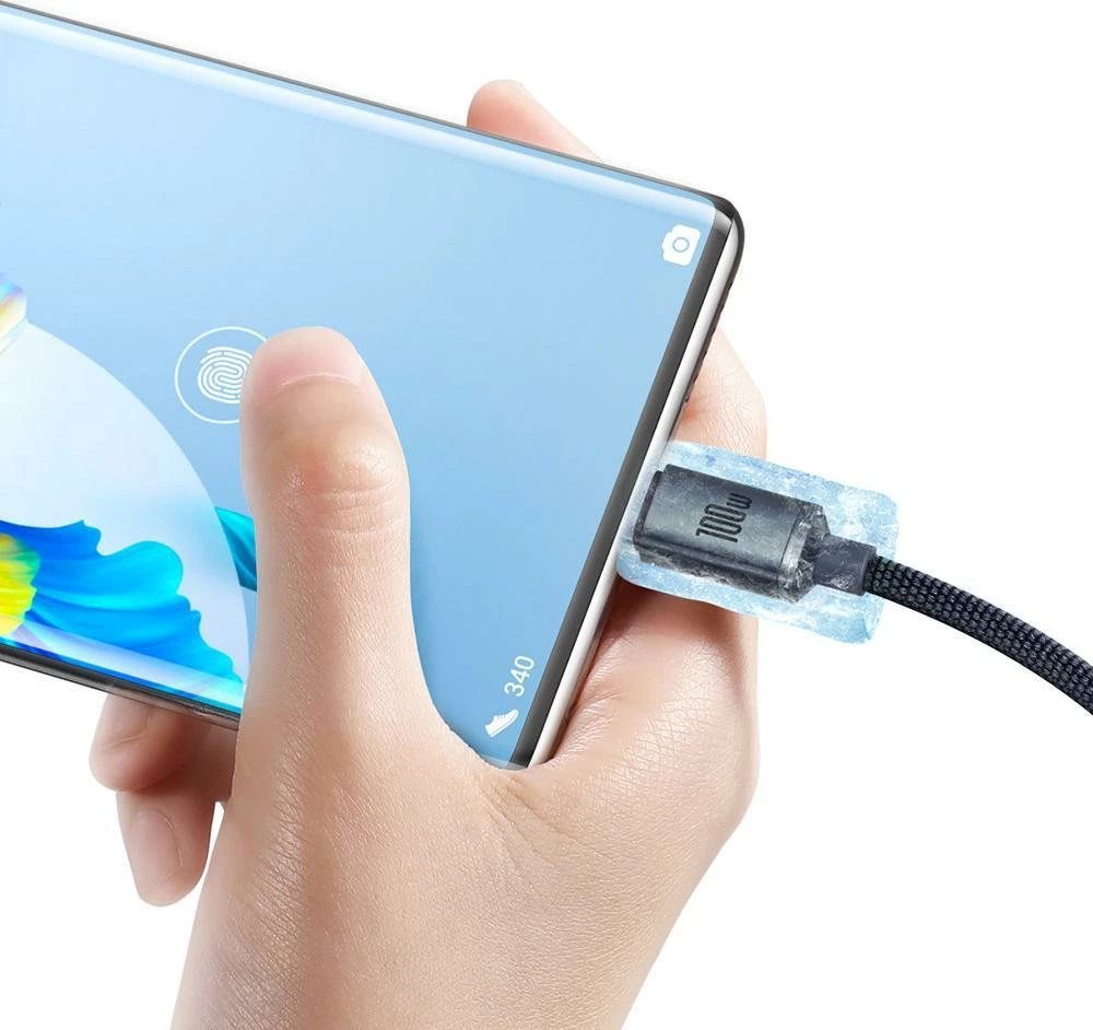 Kabllo USB-A në USB-C Baseus Crystal Shine CAJY000501/BSU3102BLK 2 m 100W USB 2.0, e zezë (1 copë)