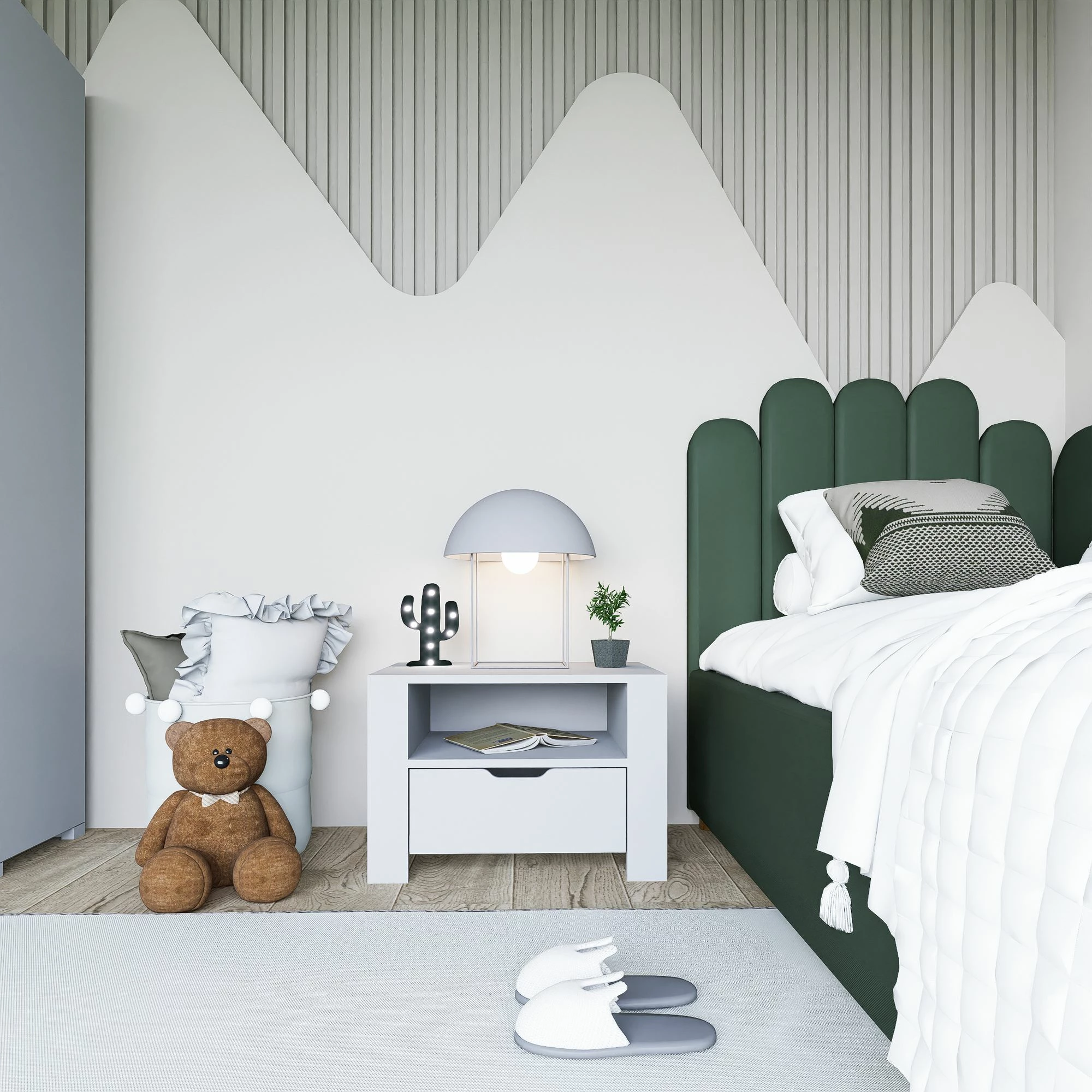 Komodinë e bardhë për natë, Skye Decor, Duru 1600-34