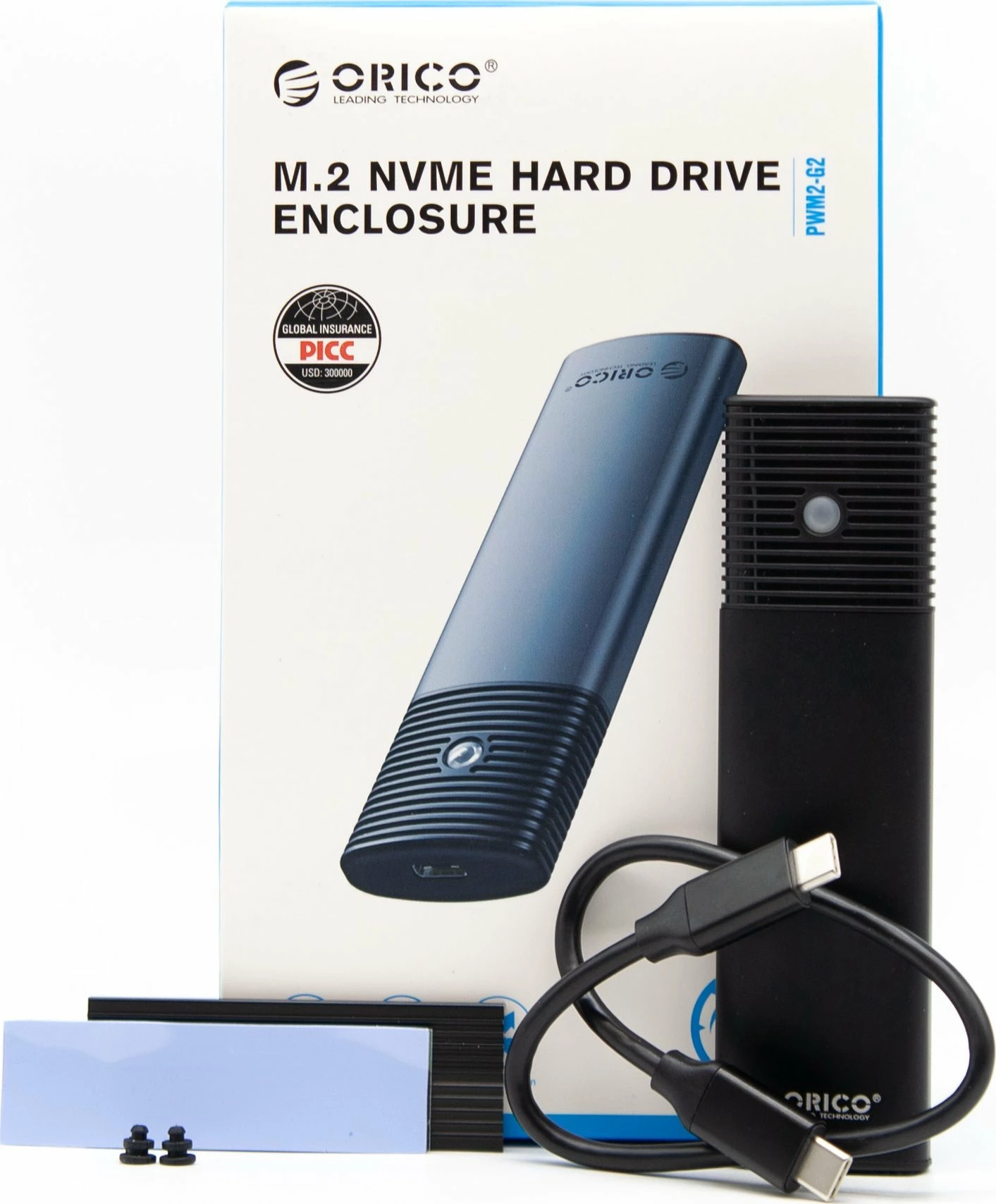Kuti eksternale për SSD M.2 NVMe, Orico PWM2-G2-BK-EP, USB-C 3.2 Gen 2 10Gbps, deri 4TB, alumin, e zezë