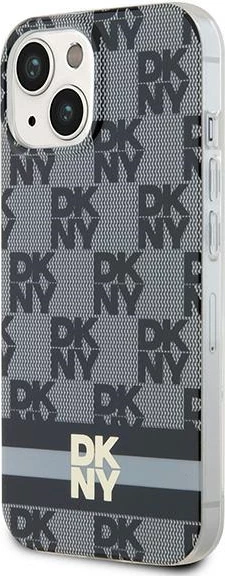 Mbështjellës DKNY IML Checkered Mono Pattern & Printed Stripes MagSafe për iPhone 15/14/13, i zi