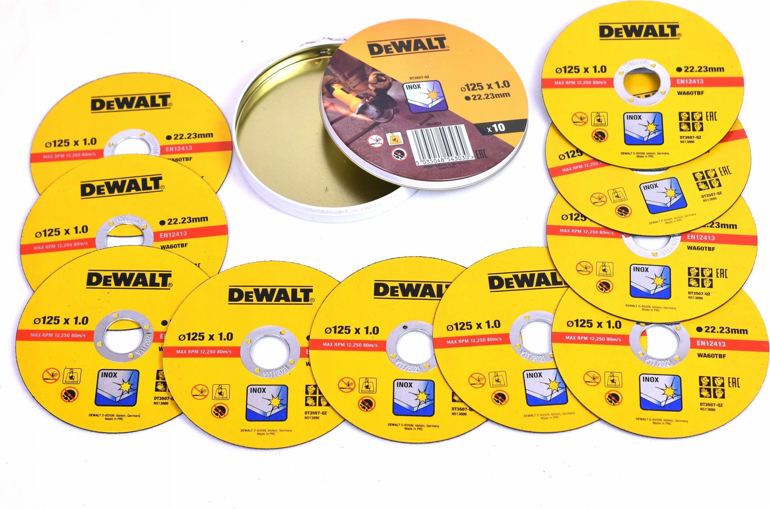 Disk prerës për inox DeWalt DT42340-QZ 125x1mm, 22.23mm, set 10 copë