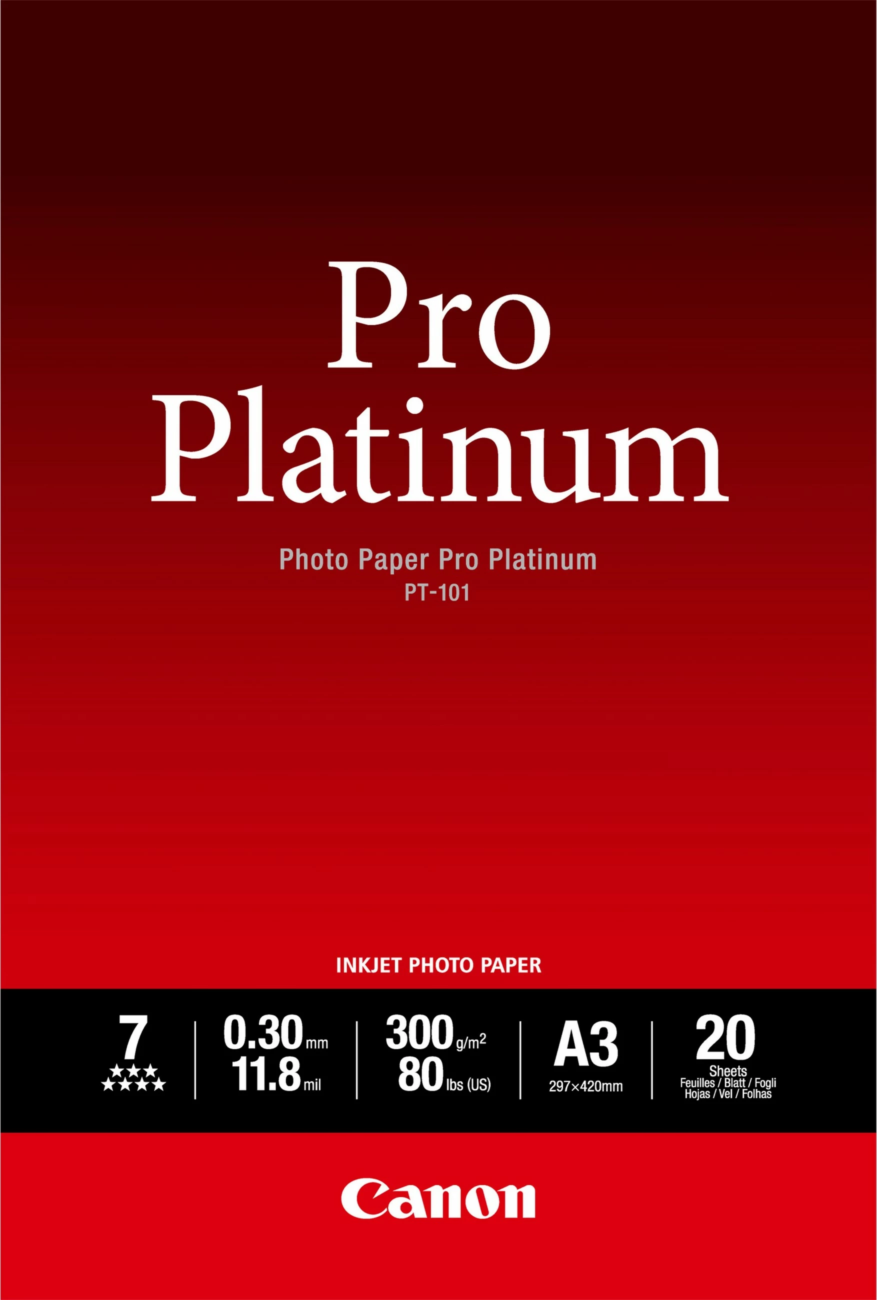Letër fotografike Canon Pro Platinum PT-101, A3, 20 fletë