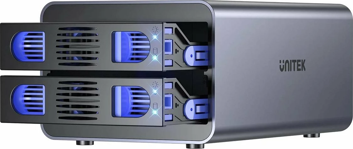Kuti eksternale për disqe SATA Unitek S1308C01-EU 2-bay 2.5/3.5\" USB-C 10Gb/s RAID deri 40TB, gri