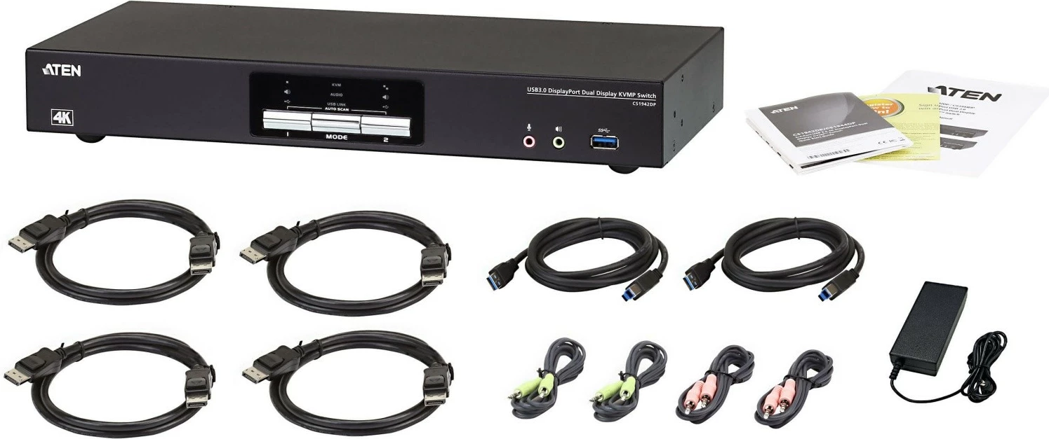 Switch KVM ATEN CS1942DP-AT-G, 2 porta, USB 3.0, DisplayPort, 4K Dual Display, i zi