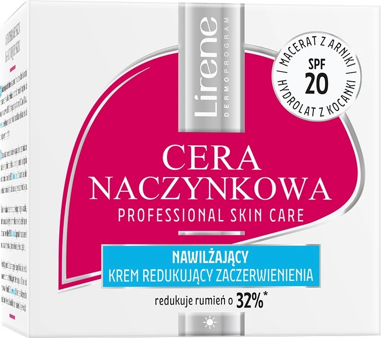 Krem hidratues për fytyrë Lirene Vascular Moisturizing Cream Reducing Redness SPF20, për femra, 50ml